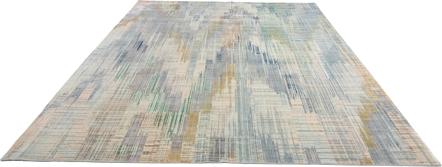 W 8.1 L 10 Modern Wool And Silk Blend Hand-Woven Contemporary Design - 65170