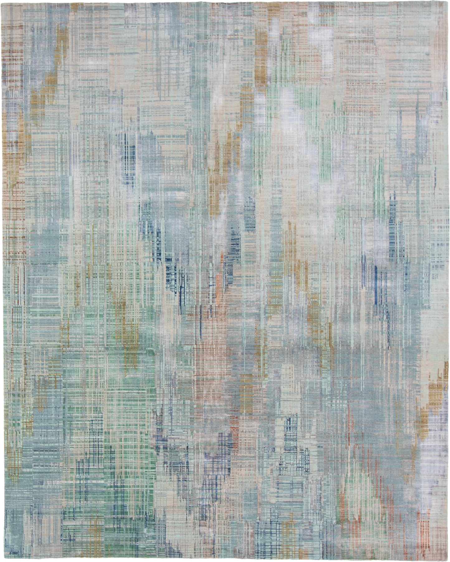 W 8.1 L 10 Modern Wool And Silk Blend Hand-Woven Contemporary Design - 65170