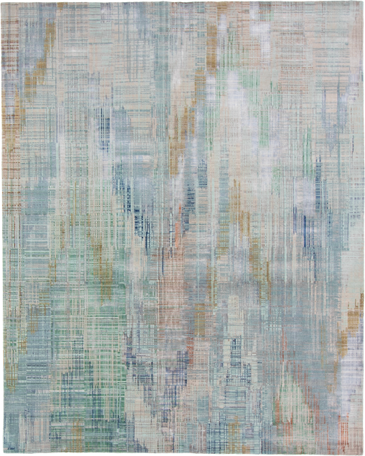 W 8.1 L 10 Modern Wool And Silk Blend Hand-Woven Contemporary Design - 65170