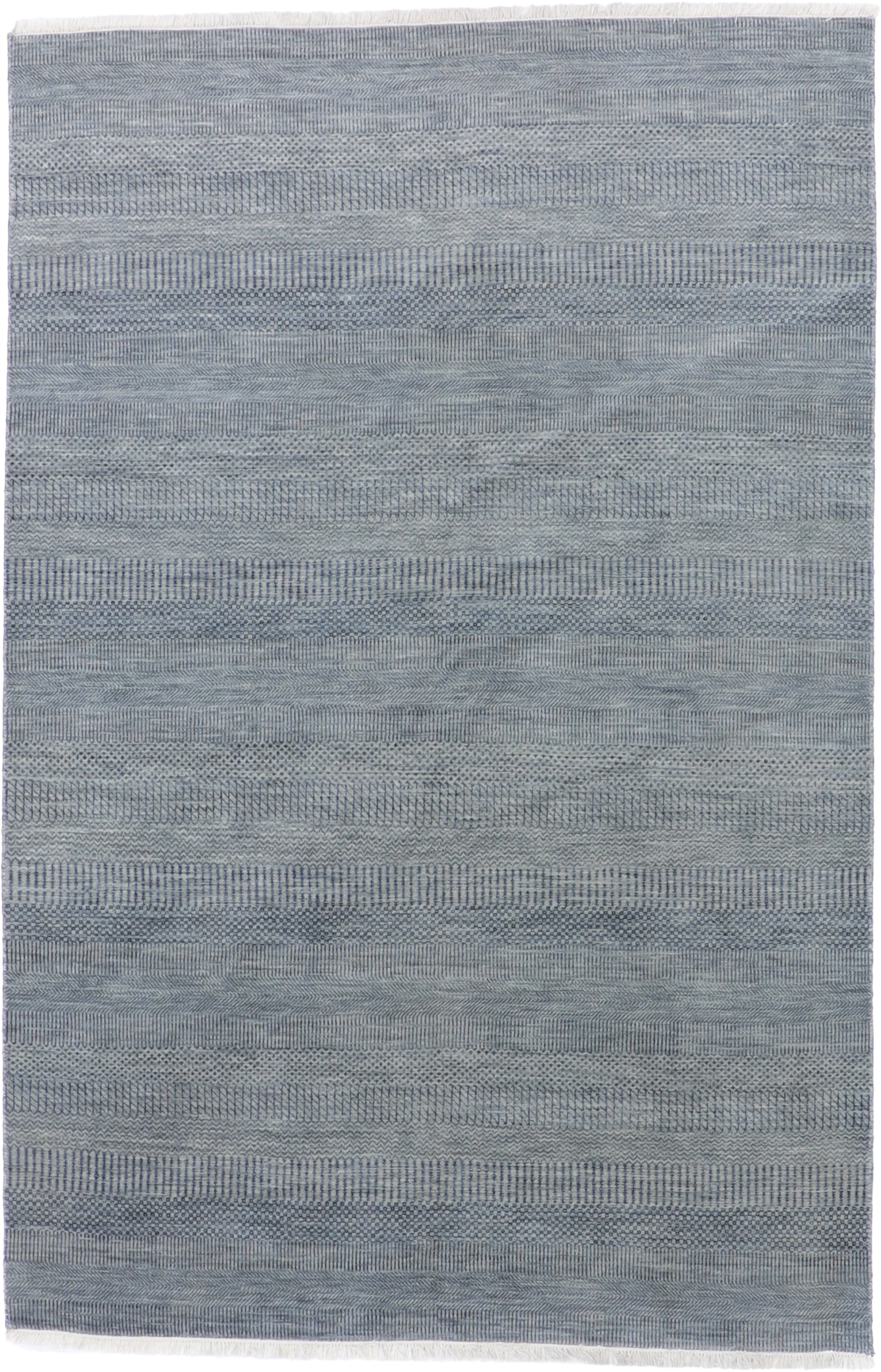W 6.2 L 9.3 Modern Wool And Silk Blend Hand-Woven All-Over Design - 65192
