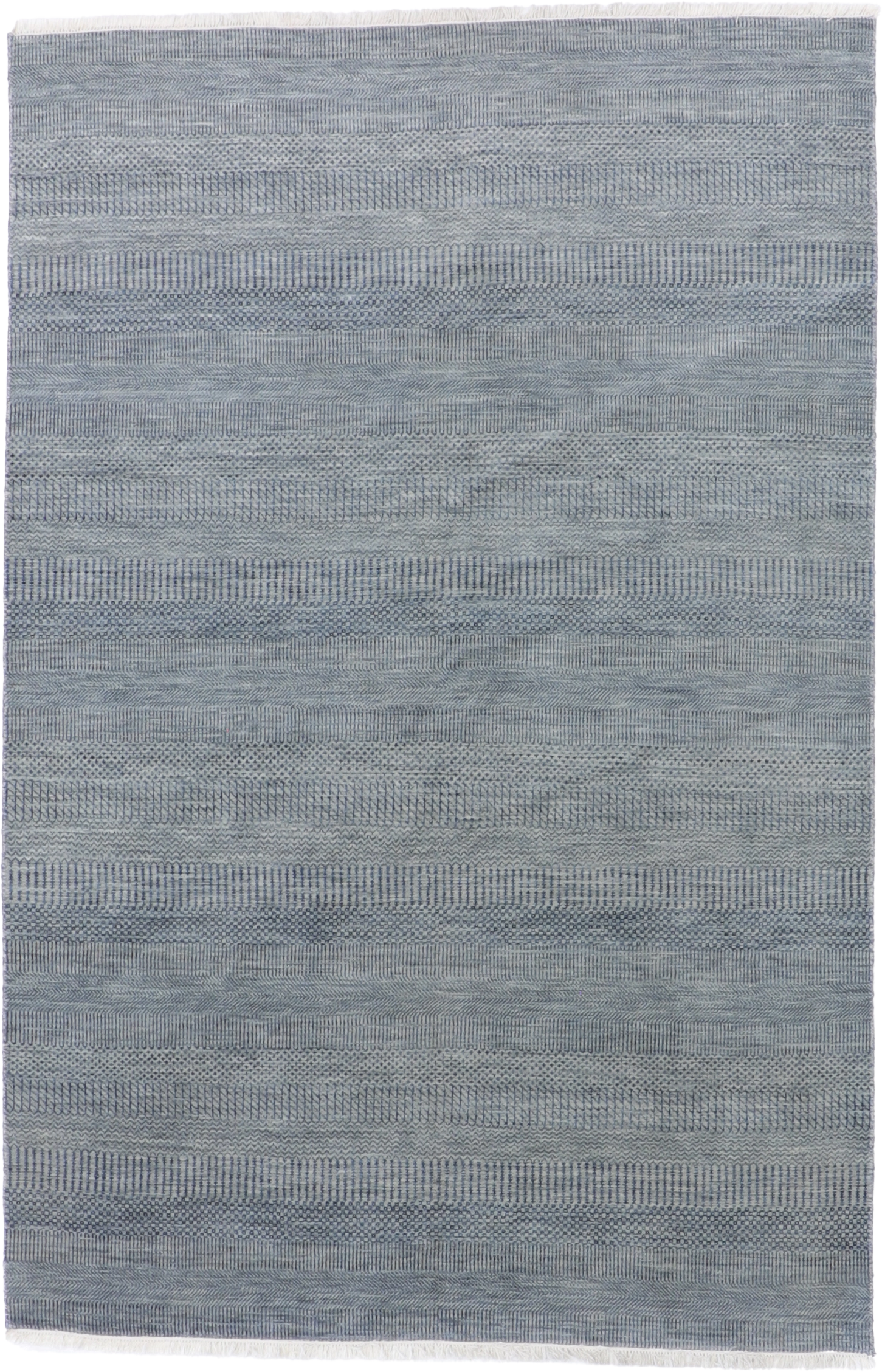 W 6.2 L 9.3 Modern Wool And Silk Blend Hand-Woven All-Over Design - 65192