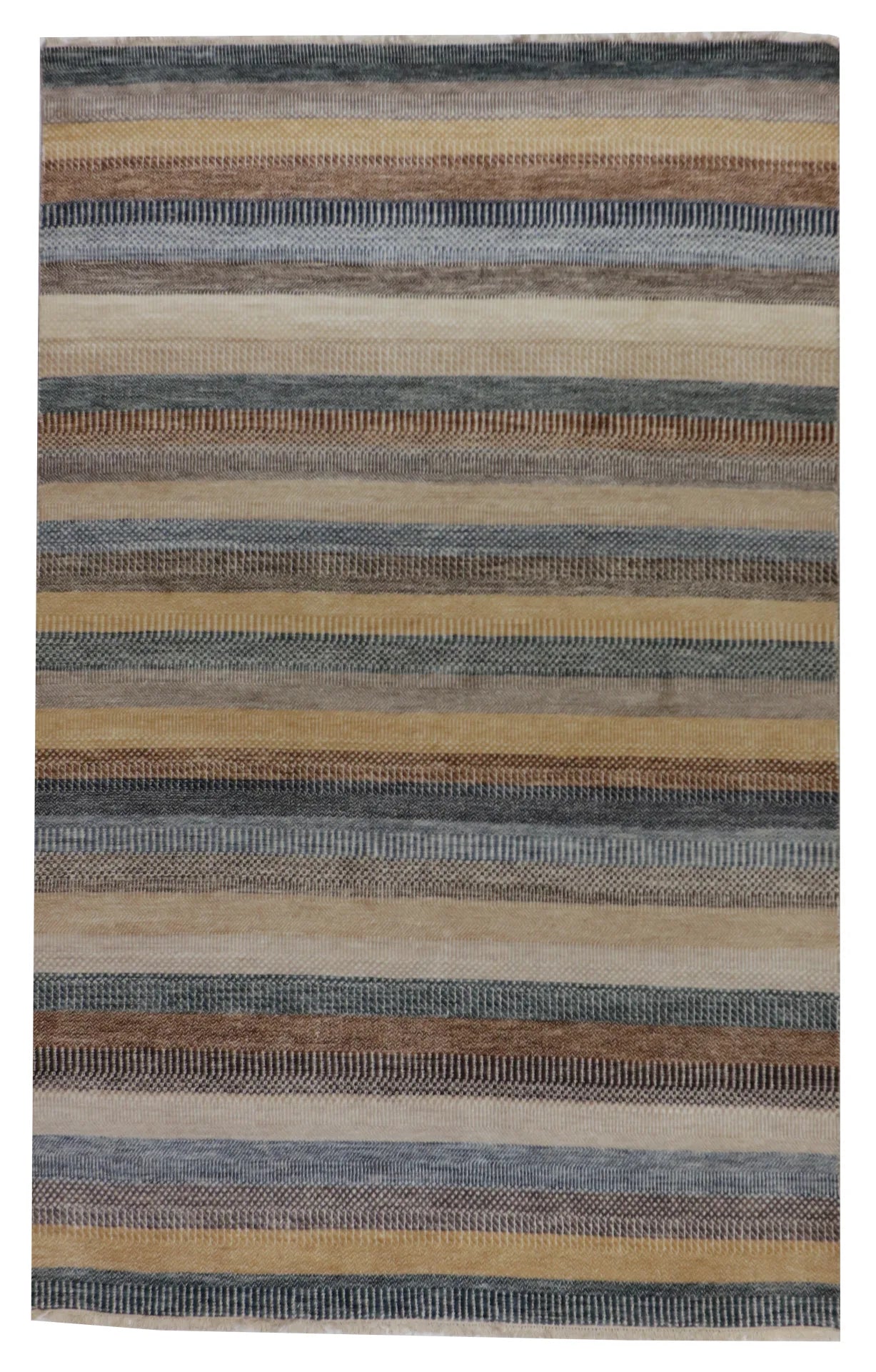 6 x 9.3 - Modern Wool/Silk Contemporary Rectangle - Finest Hand-Knotted Quality Wool — 65193