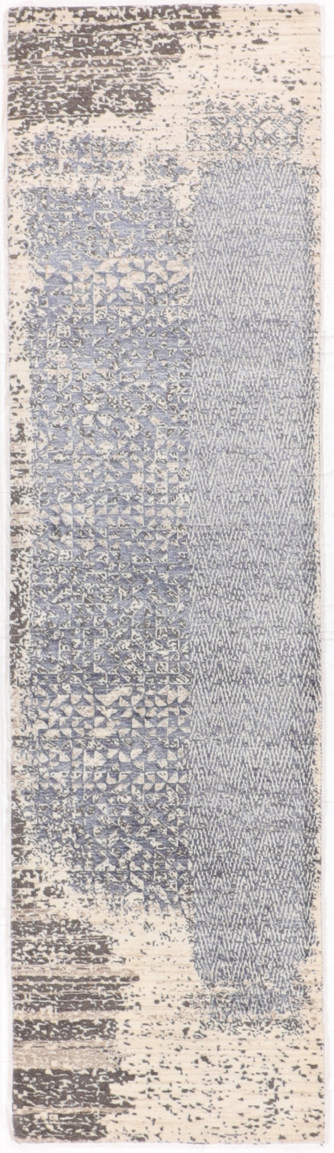 W 2.9 L 9.10 Modern Runner Wool And Silk Blend Hand-Woven All-Over Design - 65204
