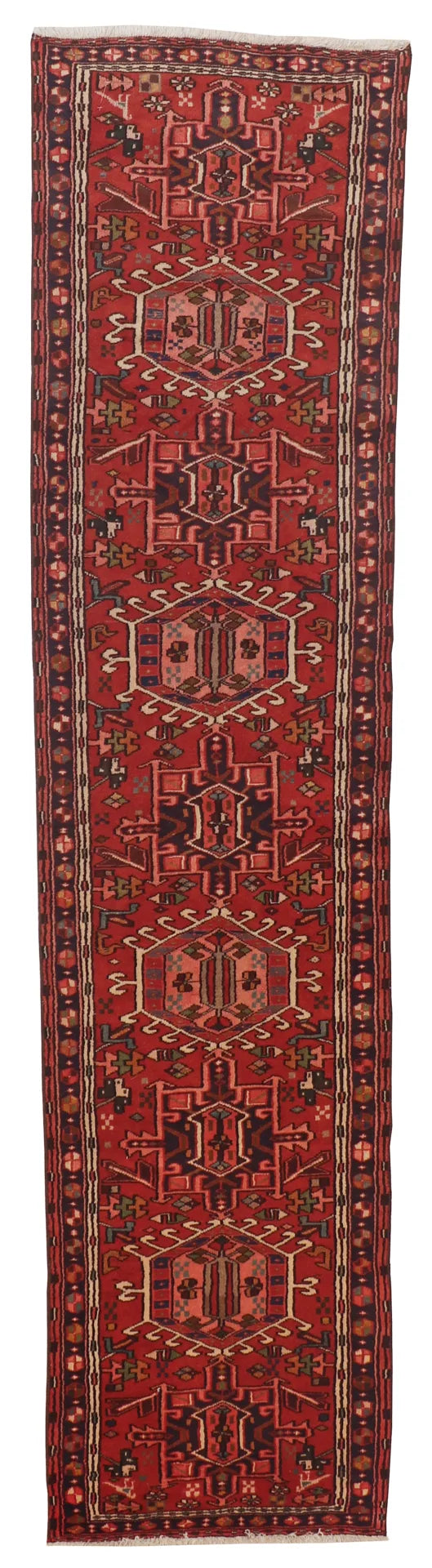 W 2.4 L 9.8 Karajeh Runner 100% Wool Hand-Woven All-Over Design - 65251