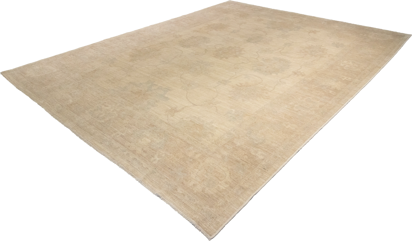 W 9.1 L 11.6 Oushak 100% Wool Hand-Woven All-Over Design - 65258