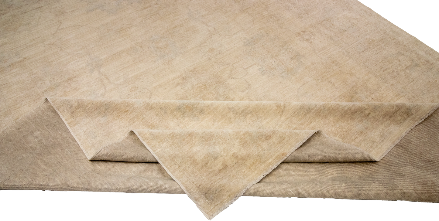 W 9.1 L 11.6 Oushak 100% Wool Hand-Woven All-Over Design - 65258