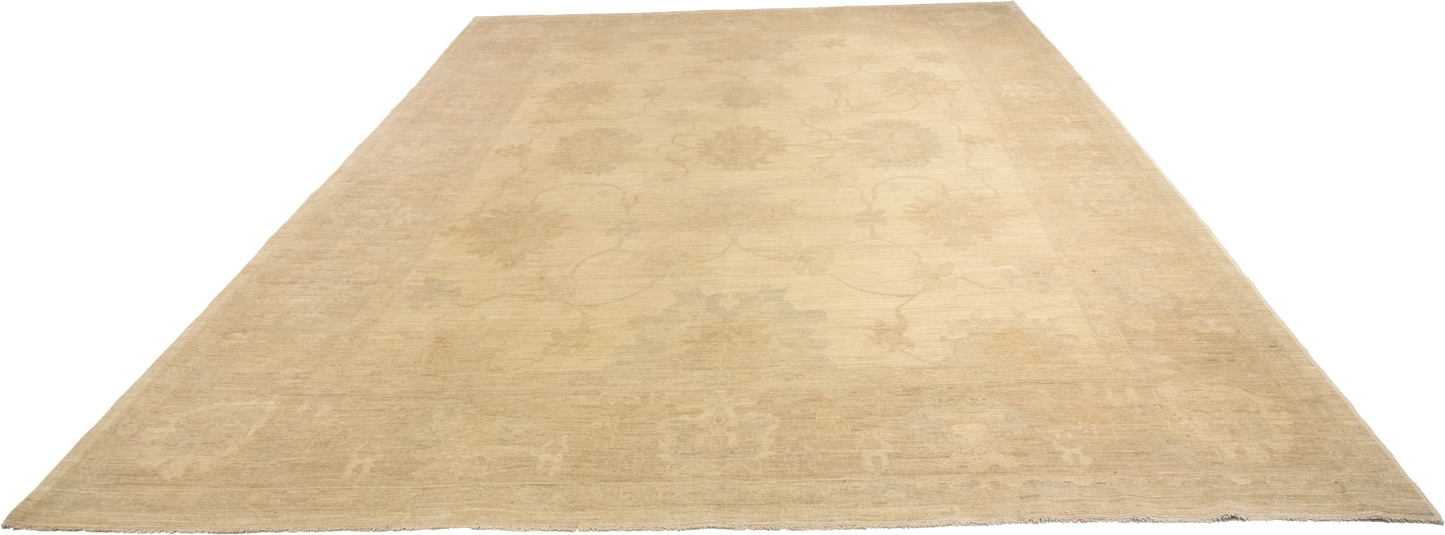W 9.1 L 11.6 Oushak 100% Wool Hand-Woven All-Over Design - 65258