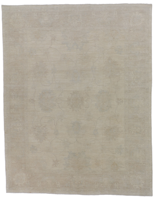 W 9.1 L 11.6 Oushak 100% Wool Hand-Woven All-Over Design - 65258