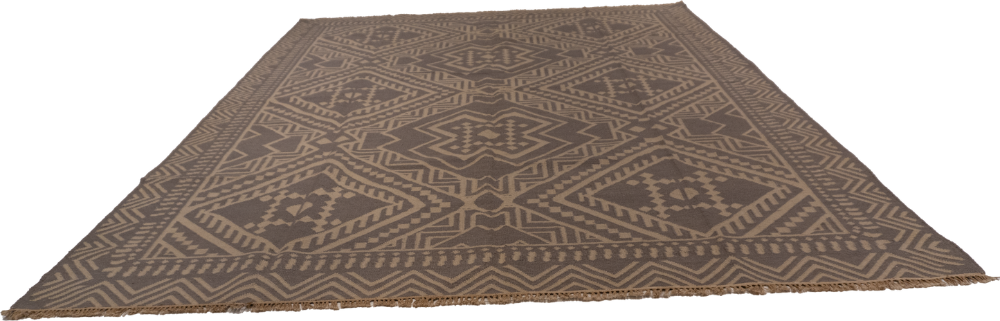 W 9 L 12 Kilim 100% Wool Hand-Woven All-Over Design - 65274