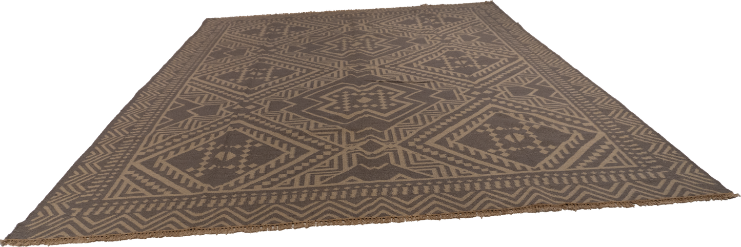 W 9 L 12 Kilim 100% Wool Hand-Woven All-Over Design - 65274