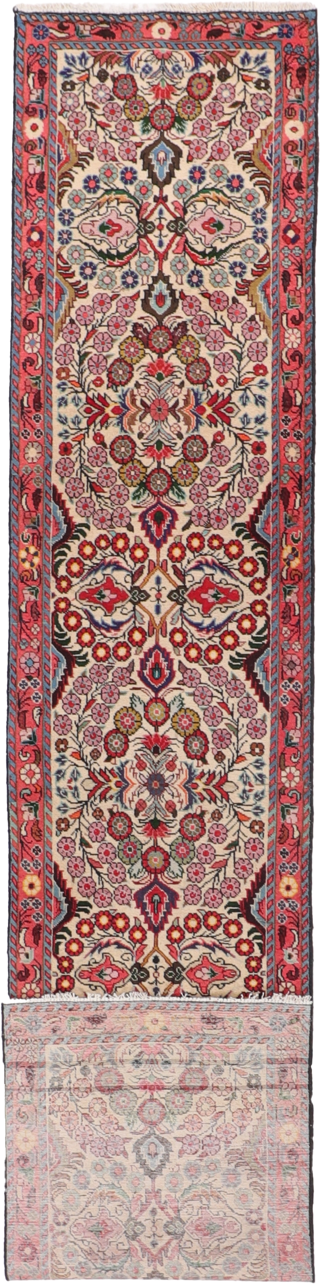 W 2.7 L 13 Hamadan Runner 100% Wool Hand-Woven All-Over Design - 65277