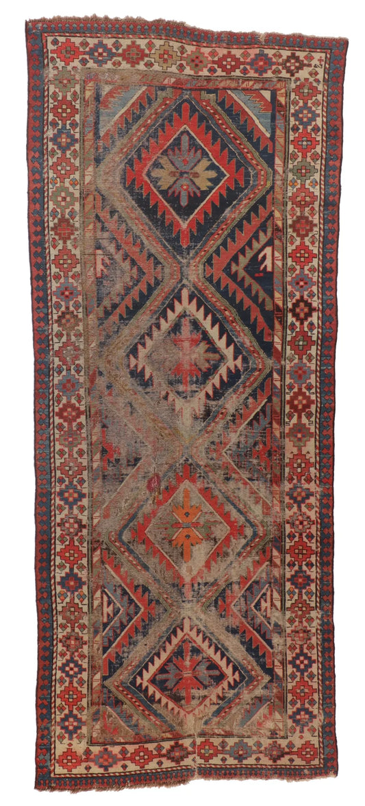 3.7 x 9 - Caucasian Fine/Wool Shirvan Rectangle - Finest Hand-Knotted Quality Wool — 65279