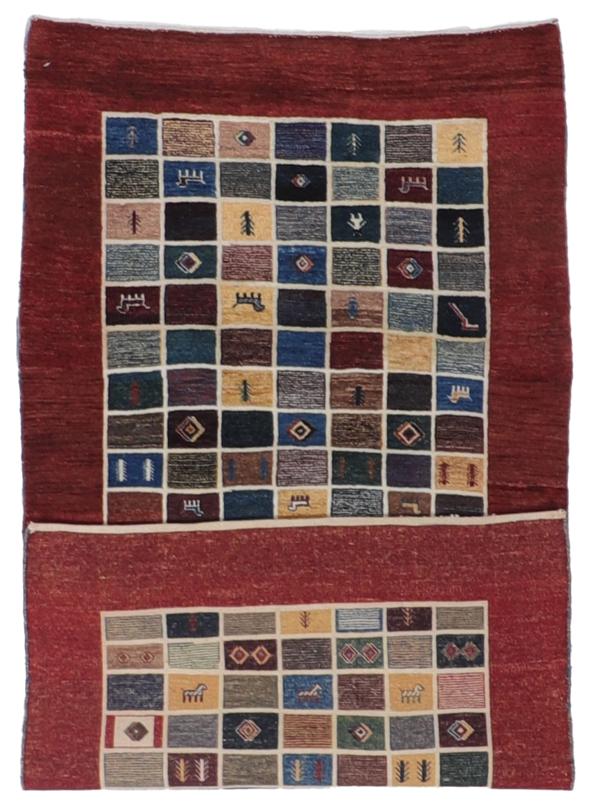 W 3.4 L 6.5 Gabbeh 100% Wool Hand-Woven All-Over Design - 65307