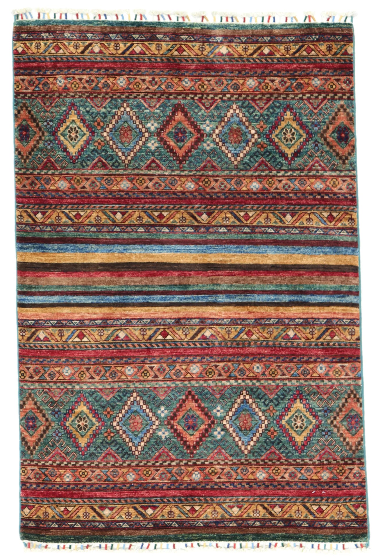 3.4 x 4 - Baluch Wool All Over Rectangle - Finest Hand-Knotted Quality Wool — 65333