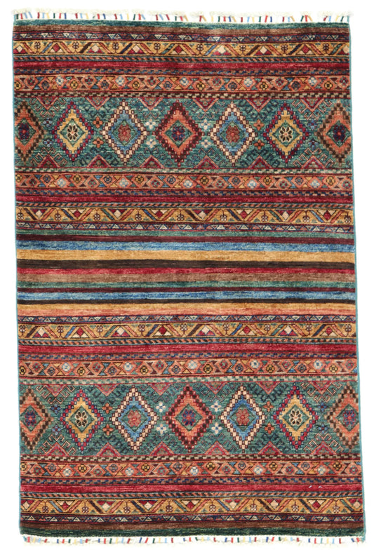 3.4 x 4 - Baluch Wool All Over Rectangle - Finest Hand-Knotted Quality Wool — 65333