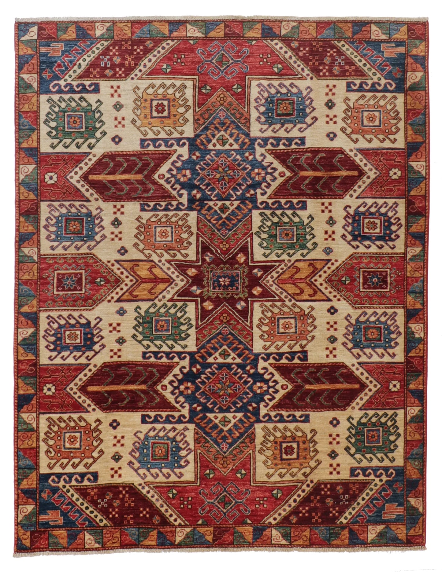 5 x 6.5 - Kazak Wool Transitional Rectangle - Finest Hand-Knotted Quality Wool — 65363