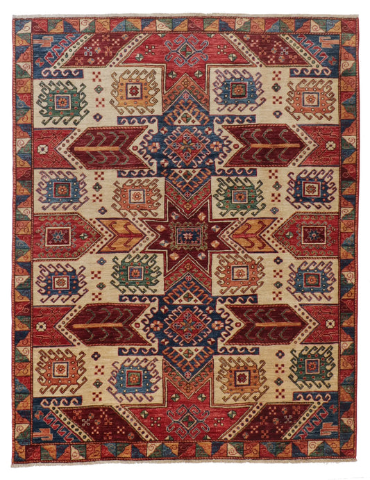 5 x 6.5 - Kazak Wool Transitional Rectangle - Finest Hand-Knotted Quality Wool — 65363
