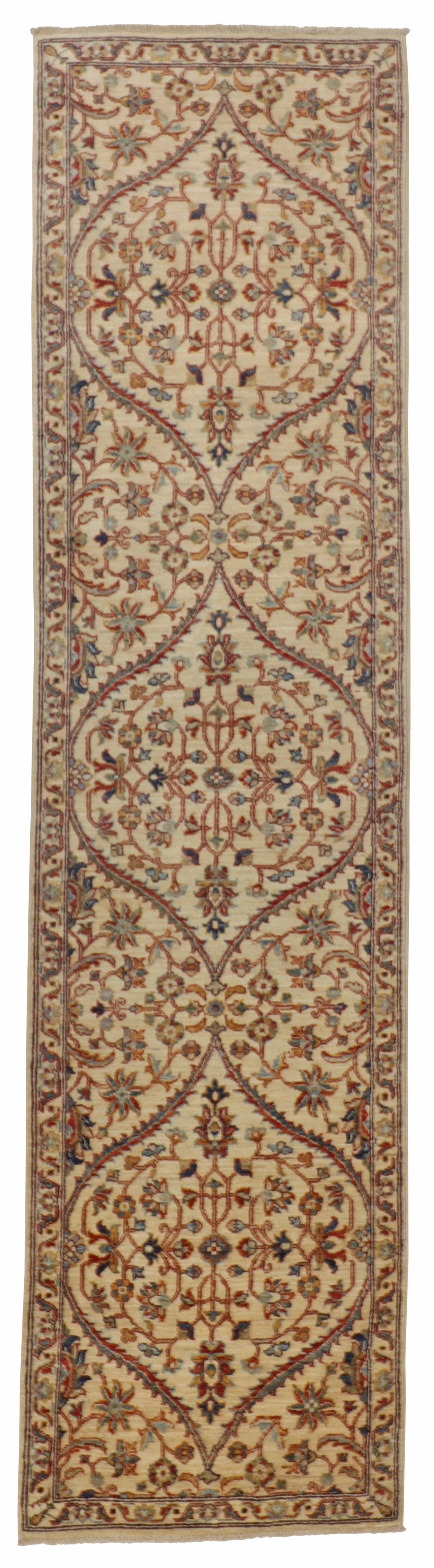 W 2.6 L 10 Mahal Runner 100% Wool Hand-Woven All-Over Design - 65367