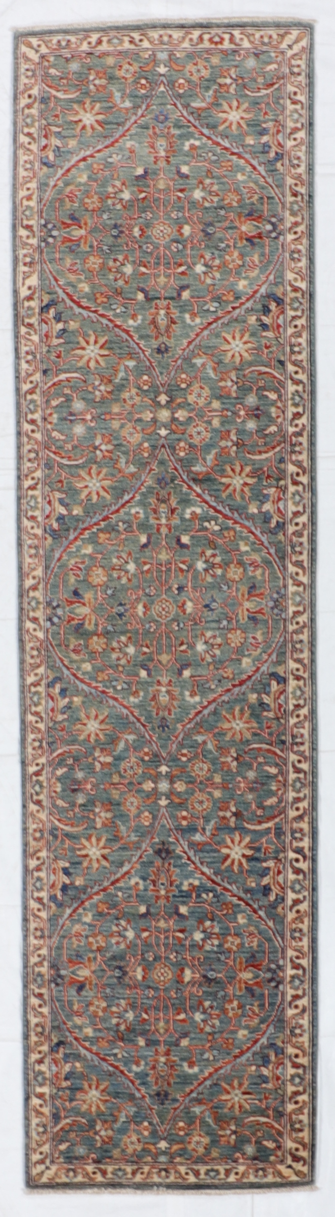 W 2.6 - L 10 - Sarouk Fine/Wool All Over Rectangle - Finest Hand-Knotted Quality Wool - 65368