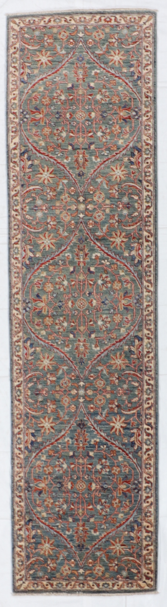 W 2.6 - L 10 - Sarouk Fine/Wool All Over Rectangle - Finest Hand-Knotted Quality Wool - 65368