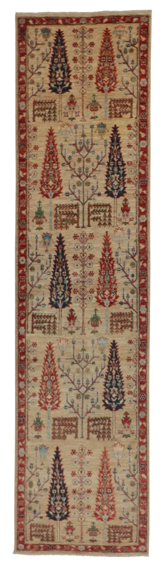 2.6 x 9.10 - Tree of Life Fine All Over Rectangle - Hand Woven Rug — 65378