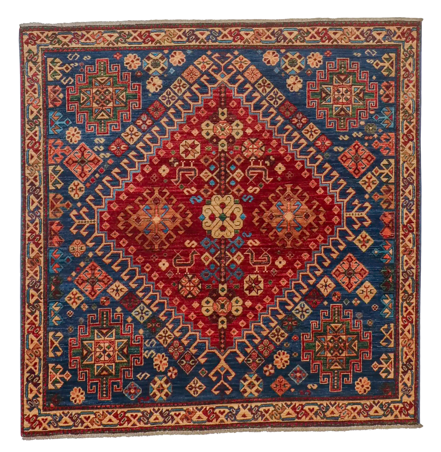 W 5 L 5 Gashgaie 100% Wool Handmade Geometric Design - 65381