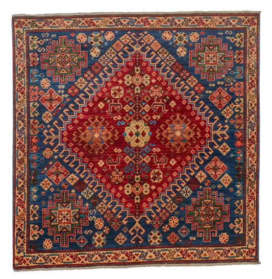 W 5 L 5 Gashgaie 100% Wool Handmade Geometric Design - 65381