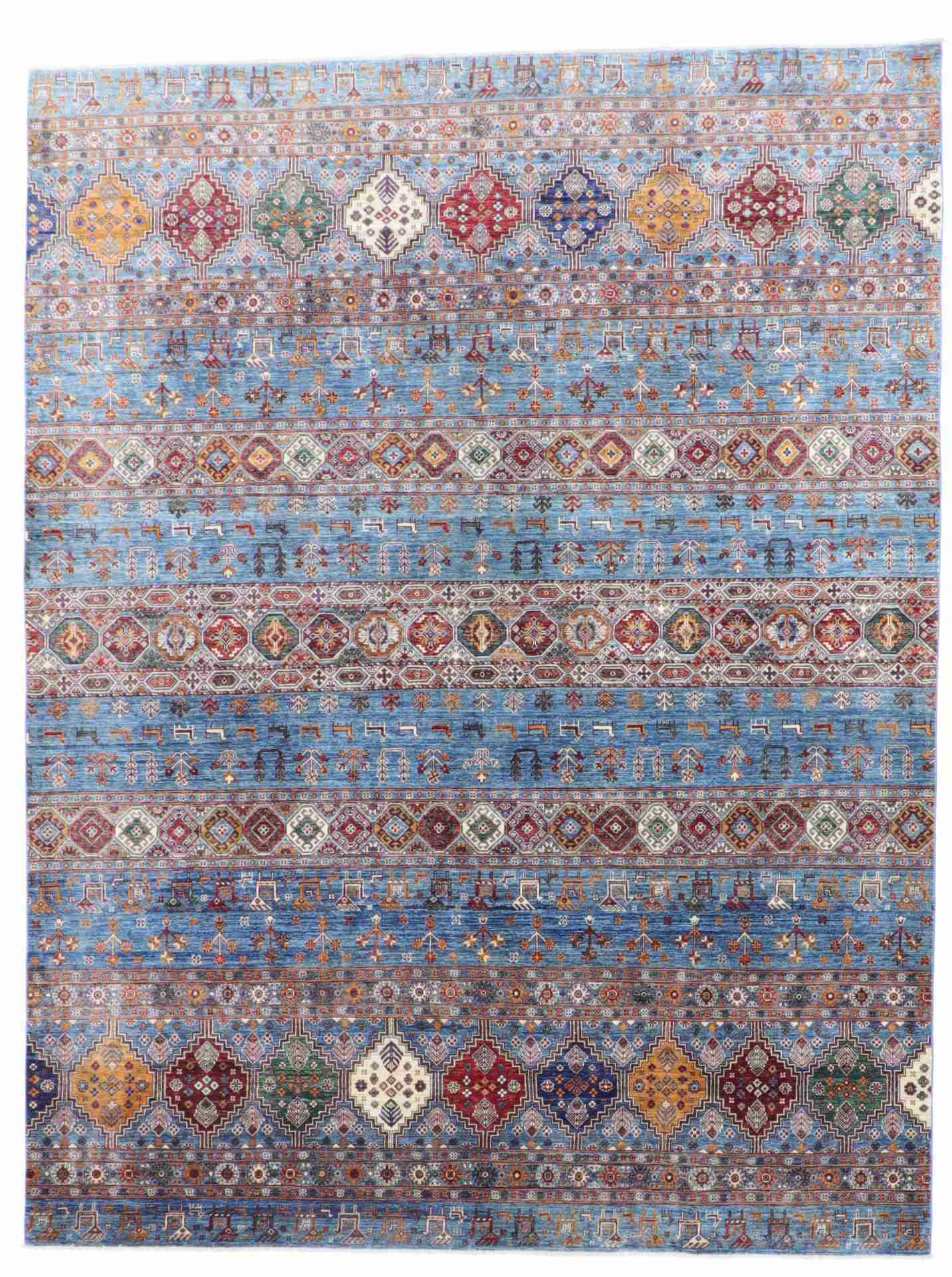 W 9.1 - L 11.1 - Transtional Wool Baluch Rectangle - Hand Woven Rug - 65385