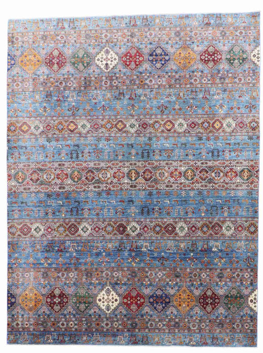 W 9.1 - L 11.1 - Transtional Wool Baluch Rectangle - Hand Woven Rug - 65385