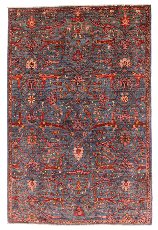 W 6 - L 9 - Sultan Abad Wool Traditional Rectangle - Finest Hand-Knotted Quality Wool - 65386