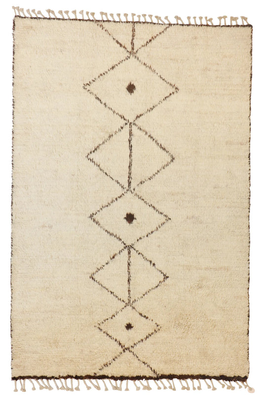 6 x 8.10 - Moroccan Wool Contemporary Rectangle - Finest Hand-Knotted Quality Wool — 65404