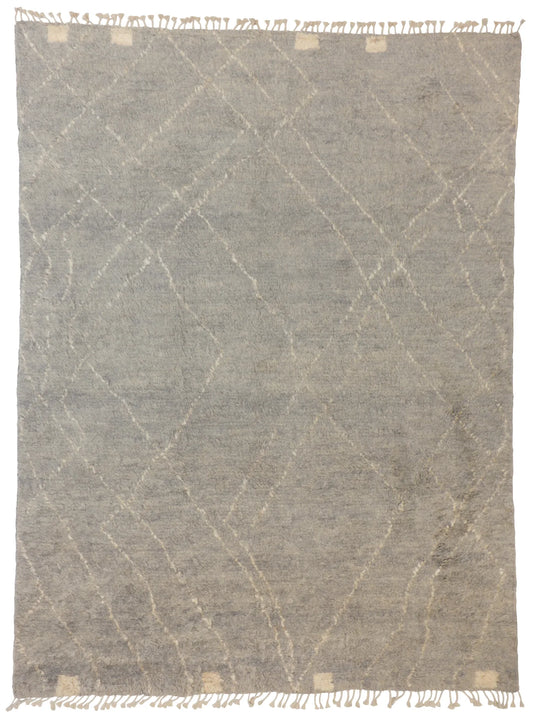 W 7.8 - L 10.3 - Moroccan Wool Contemporary Rectangle - Finest Hand-Knotted Quality Wool - 65436