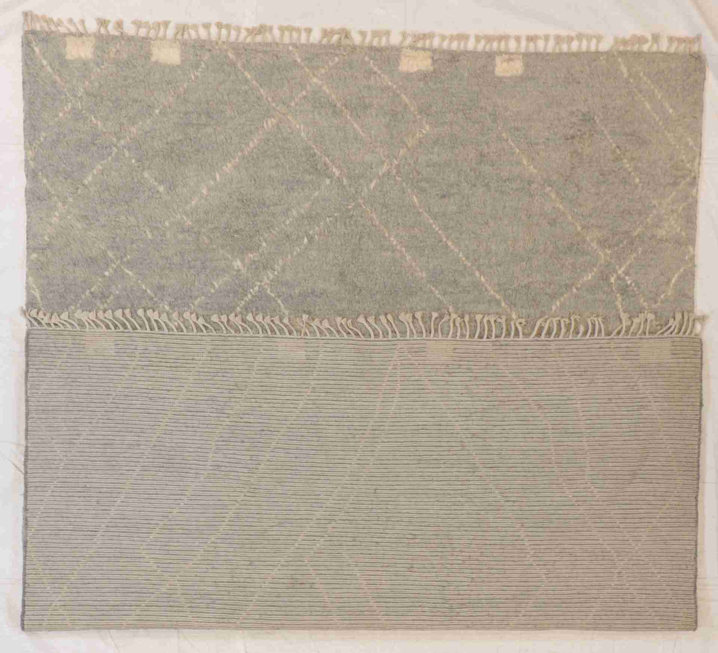 W 7.8 - L 10.3 - Moroccan Wool Contemporary Rectangle - Finest Hand-Knotted Quality Wool - 65436
