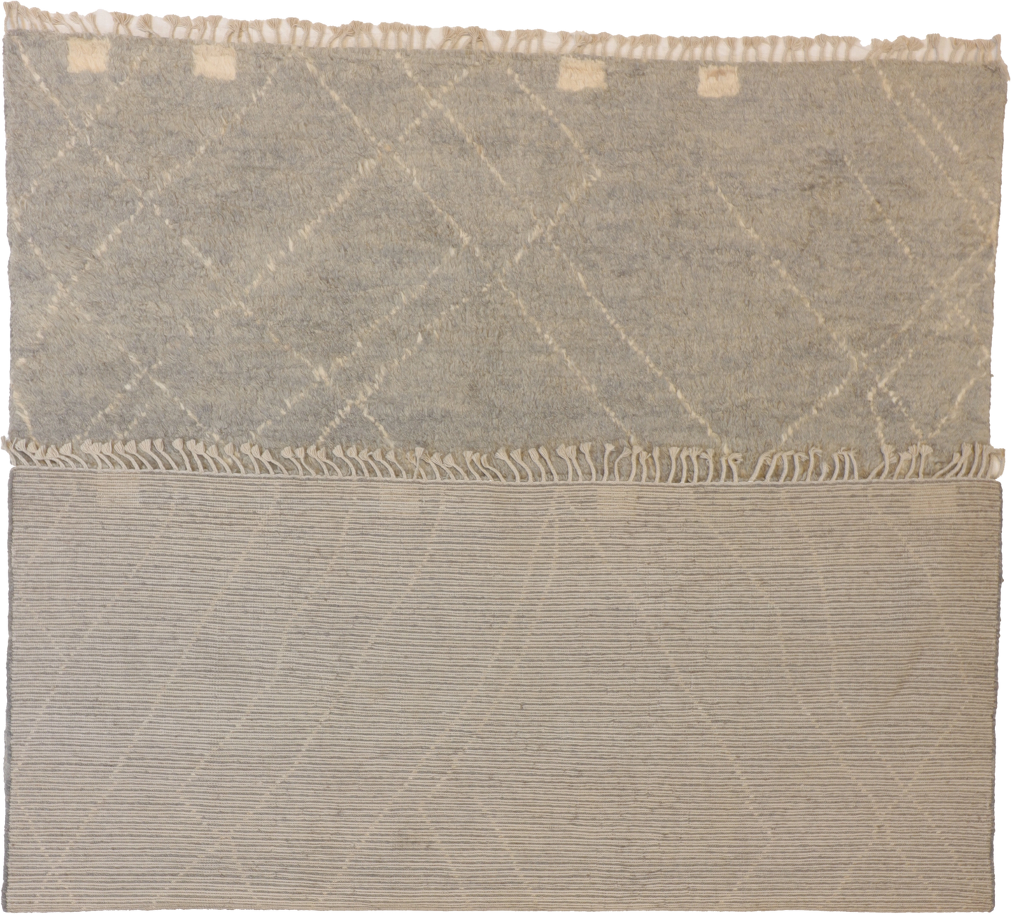 W 7.8 - L 10.3 - Moroccan Wool Contemporary Rectangle - Finest Hand-Knotted Quality Wool - 65436