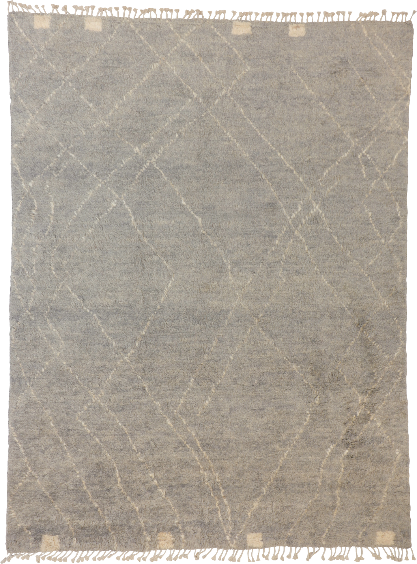 W 7.8 - L 10.3 - Moroccan Wool Contemporary Rectangle - Finest Hand-Knotted Quality Wool - 65436
