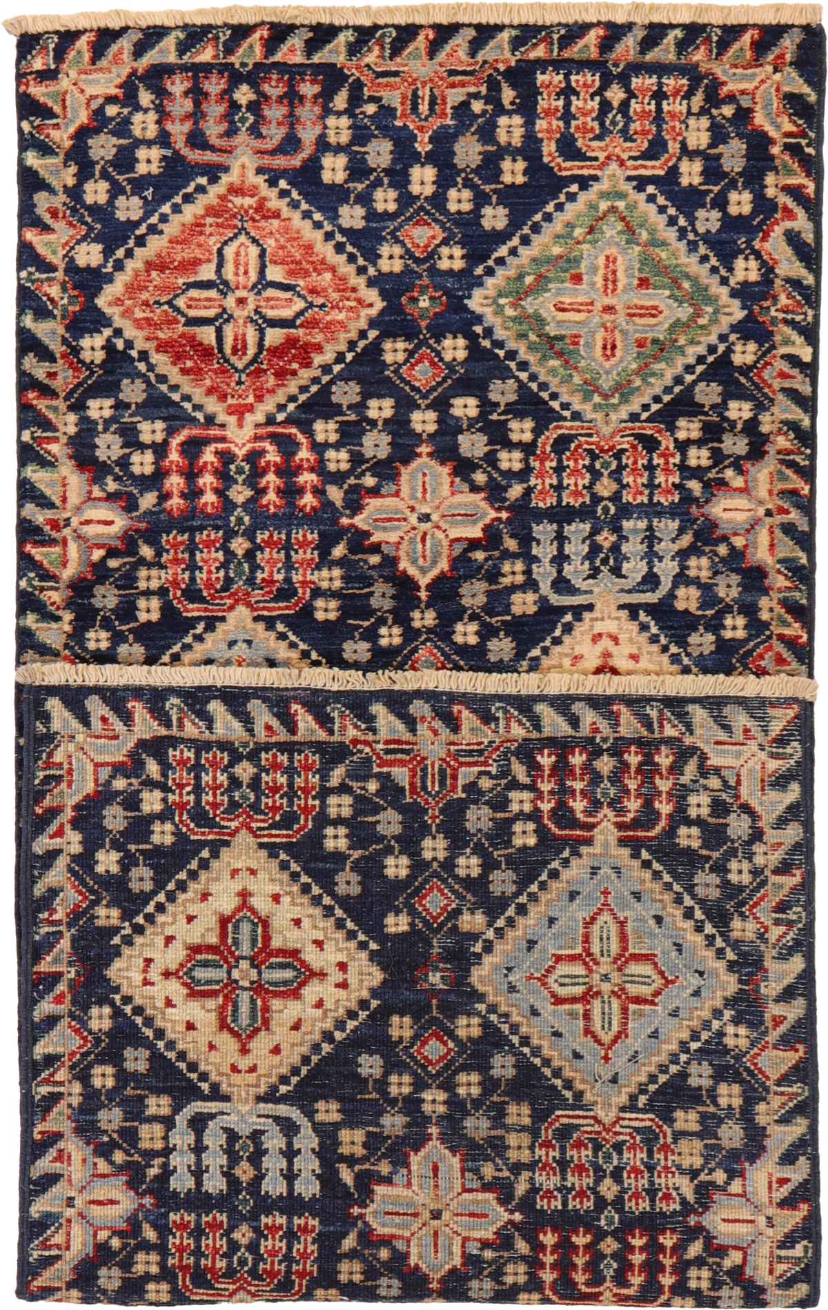 W 2 L 4.10 Kazak Runner 100% Wool Hand-Woven All-Over Design - 65442
