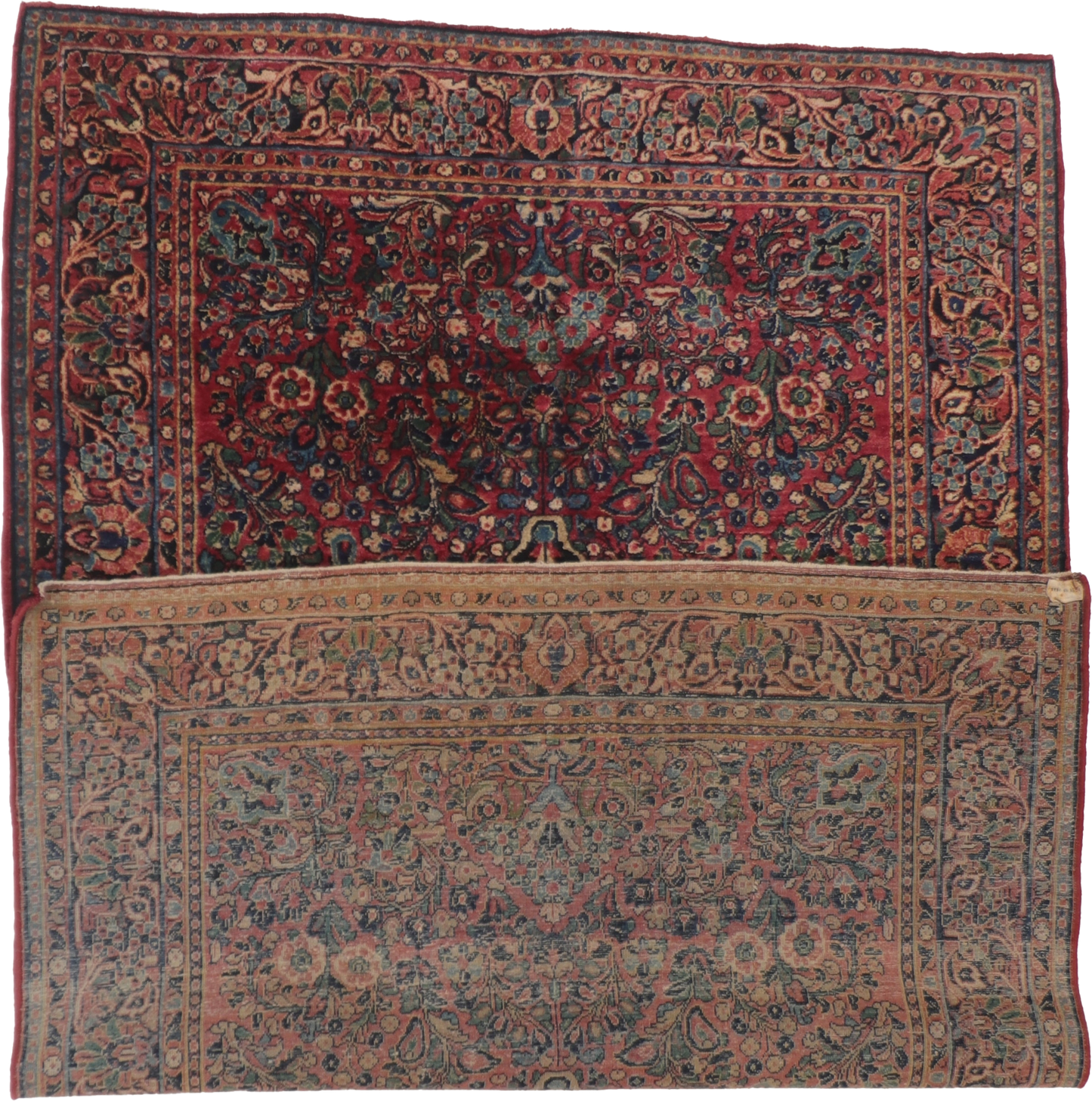 W 5.2 L 7.10 Sarouk Antique 100% Wool Handmade All Over Design - 65475