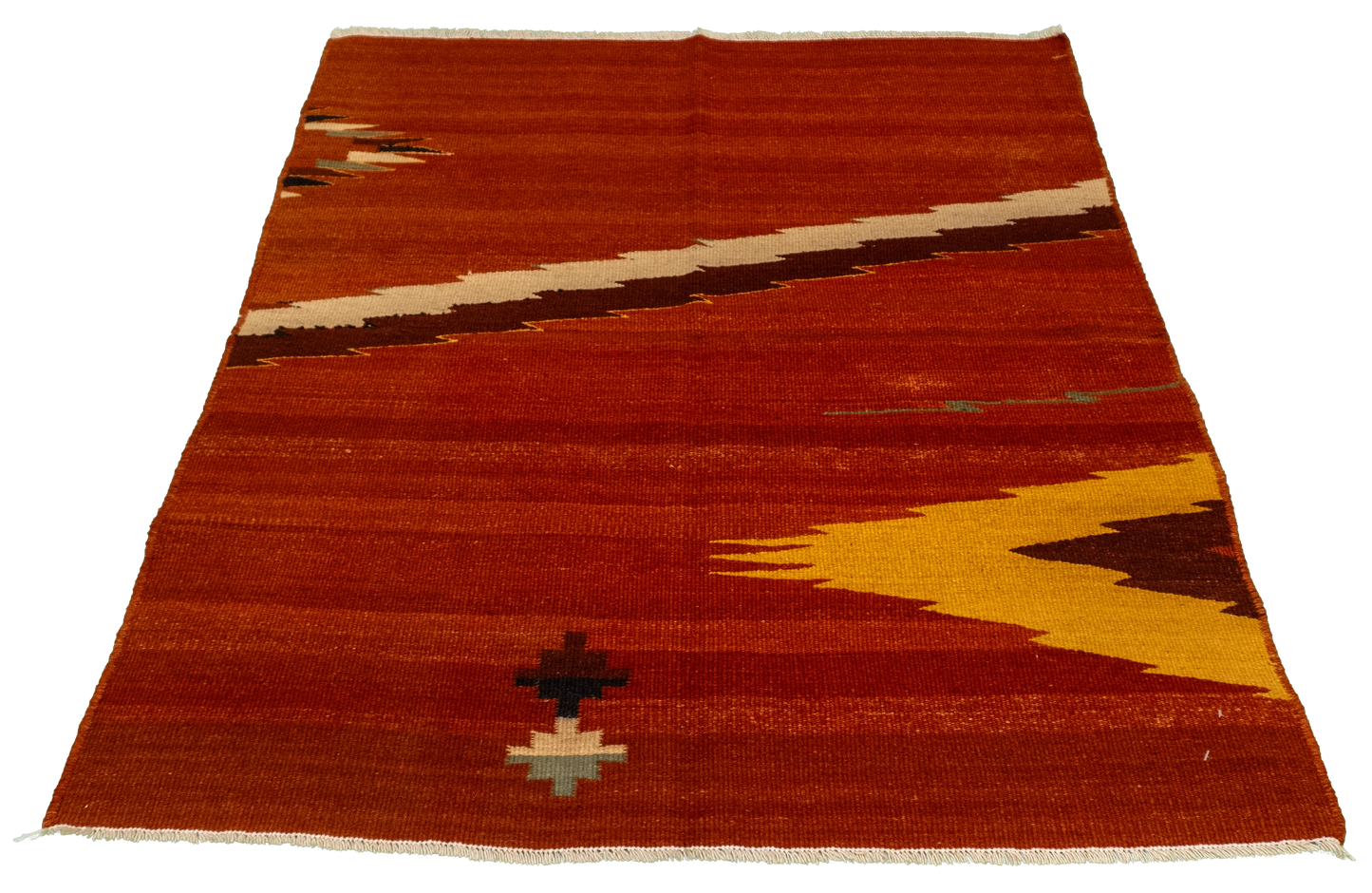 W 3.4 L 3.10 Zaptic 100% Wool Hand-Woven Geometric Design - 65477