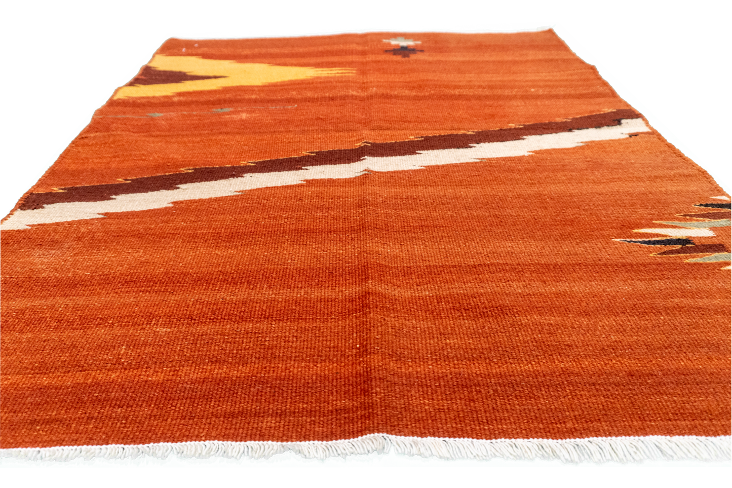 W 3.4 L 3.10 Zaptic 100% Wool Hand-Woven Geometric Design - 65477
