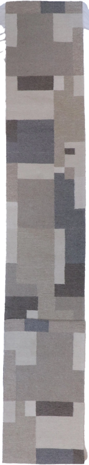 W 2.6 L 20 Kilim Runner 100% Wool Hand-Woven All-Over Design - 65492