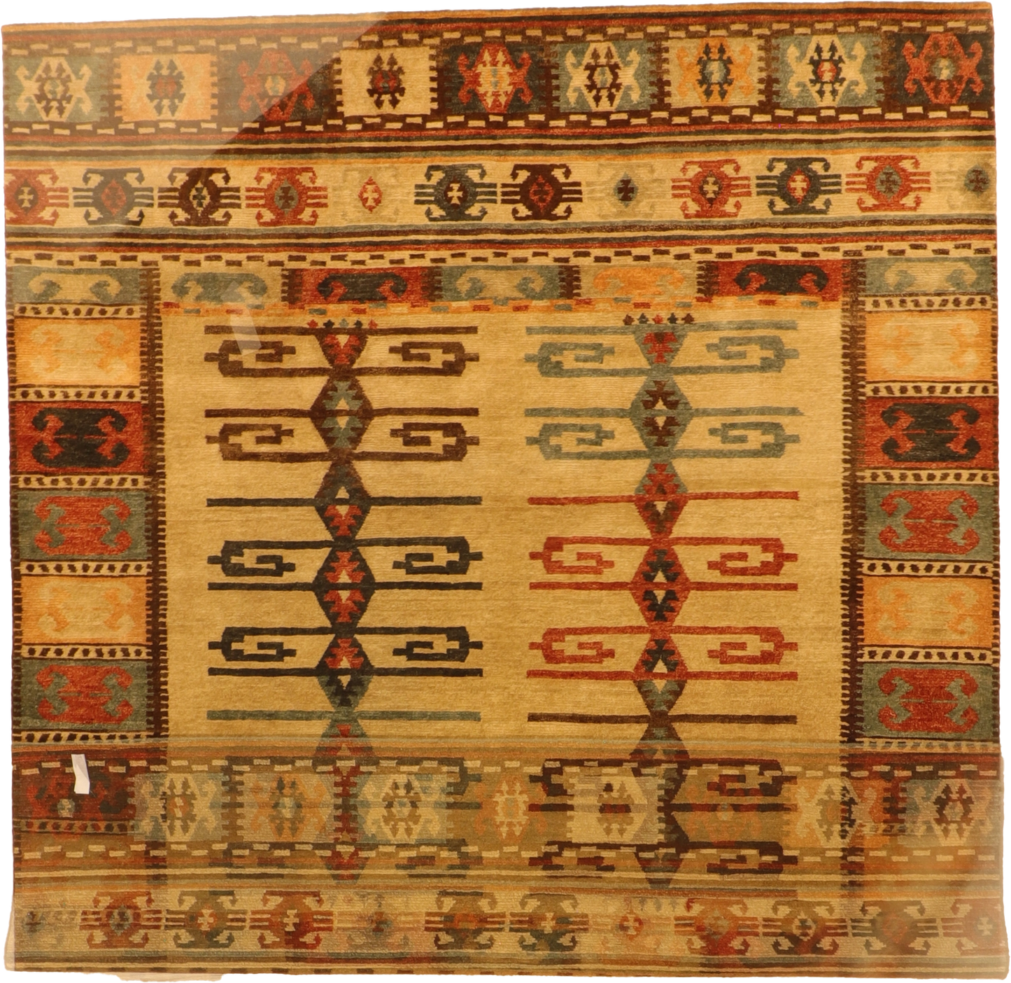 W 8.2 - L 10.1 - Mountain Modern Wool Western Rectangle - Finest Hand-Knotted Quality Wool - 65494