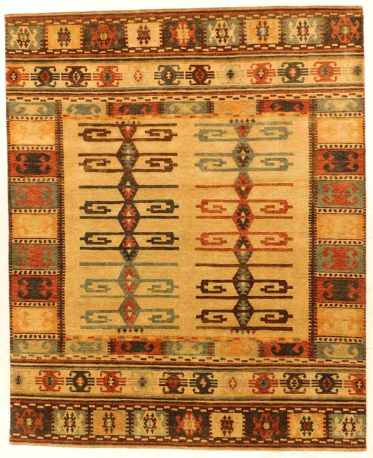 8.2 x 10.1 - Mountain Modern Wool Western Rectangle - Finest Hand-Knotted Quality Wool — 65494