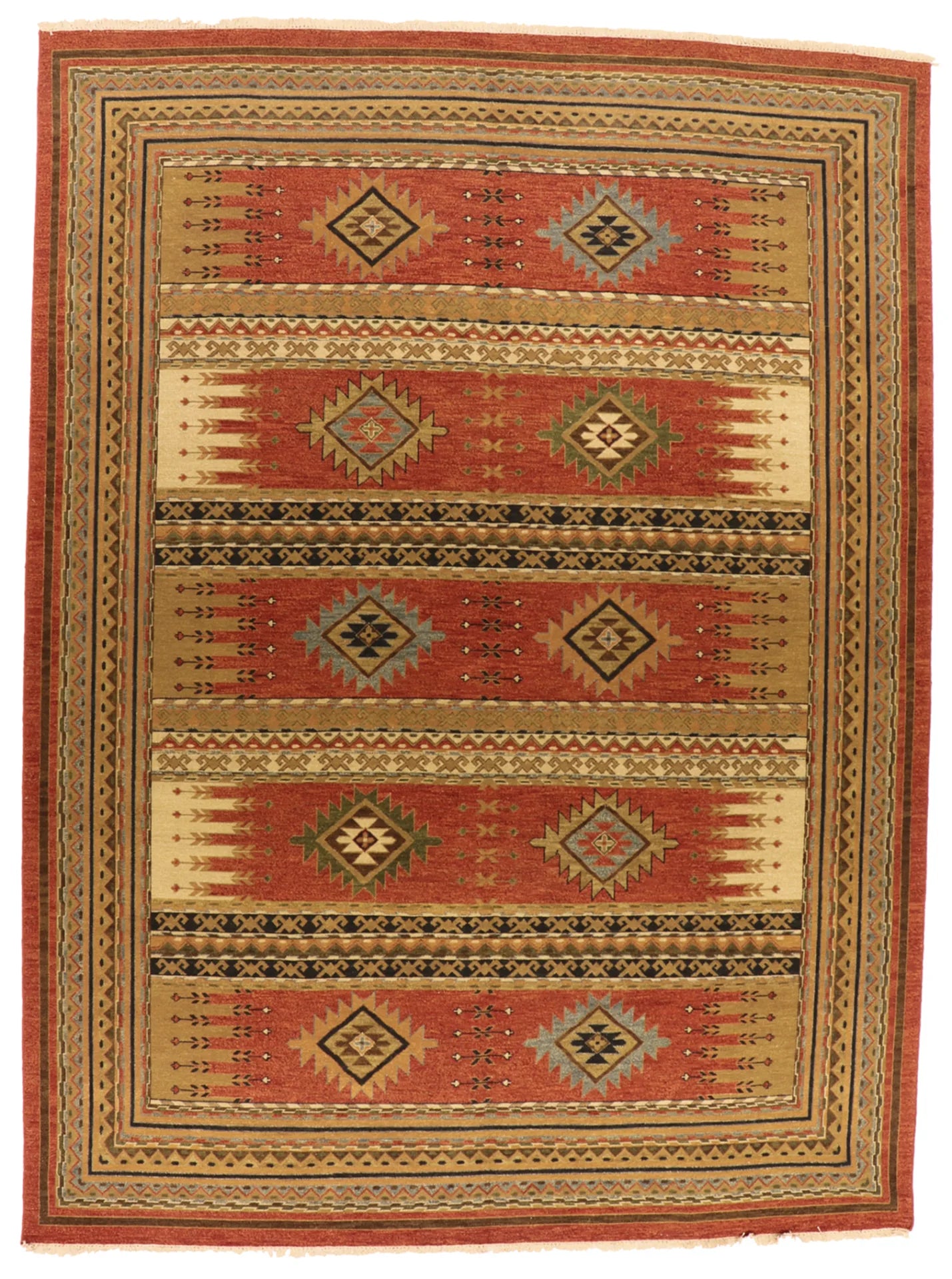 W 9 - L 12 - Soumak Wool Heriz Rectangle - Hand Woven Rug - 65501