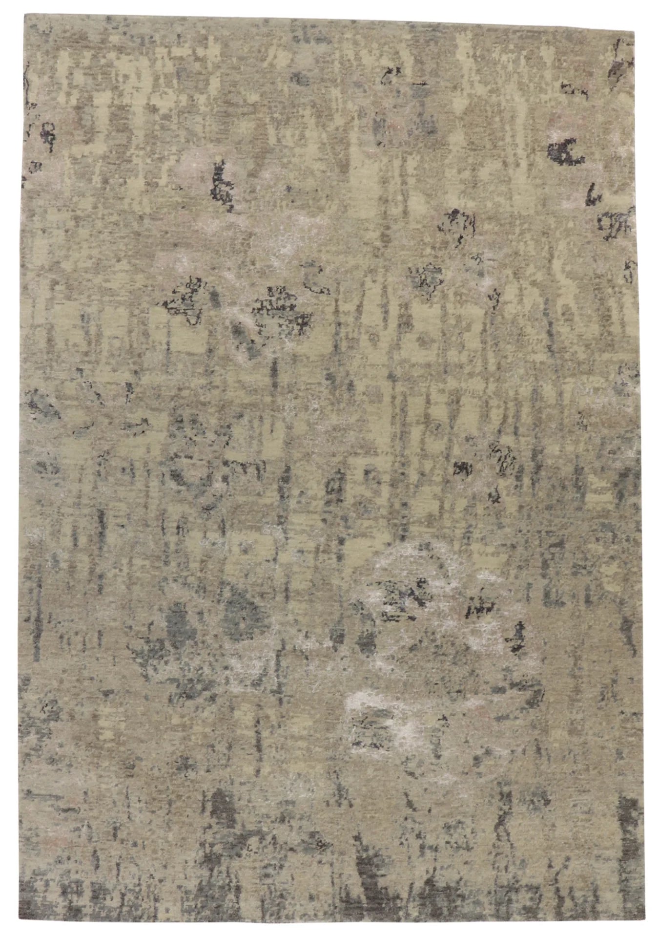 6 x 9 - Modern Wool/Silk Contemporary Rectangle - Finest Hand-Knotted Quality Wool — 65502