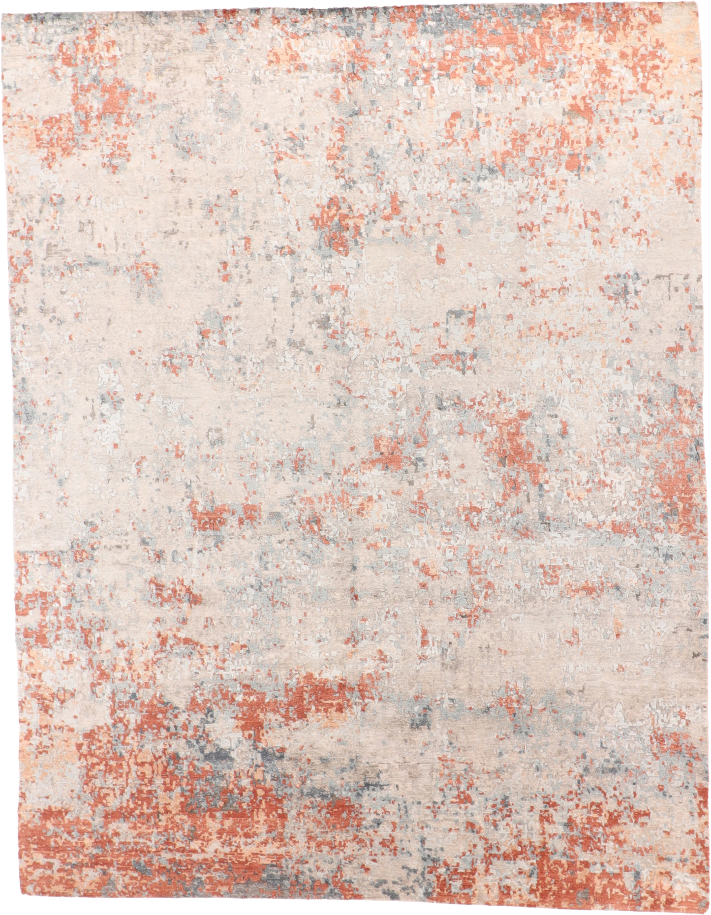 W 9 L 12 Modern Wool And Silk Blend Hand-Woven All-Over Design - 65504