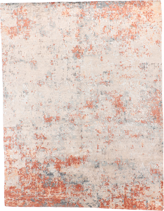 W 9 L 12 Modern Wool And Silk Blend Hand-Woven All-Over Design - 65504