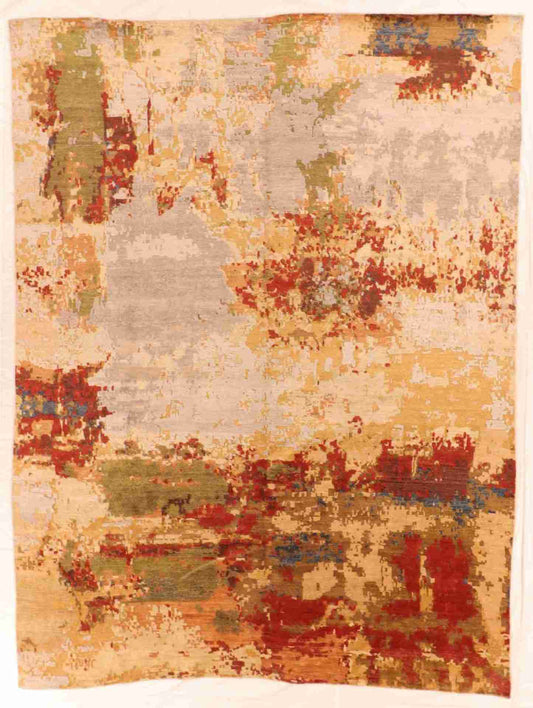 W 9 L 12 Modern 100% Silk Hand-Woven All-Over Design - 65506