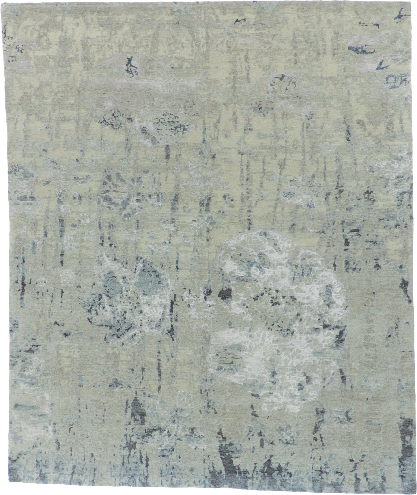 W 8.1 L 9.9 Modern Wool And Silk Blend Hand-Woven Contemporary Design - 65507