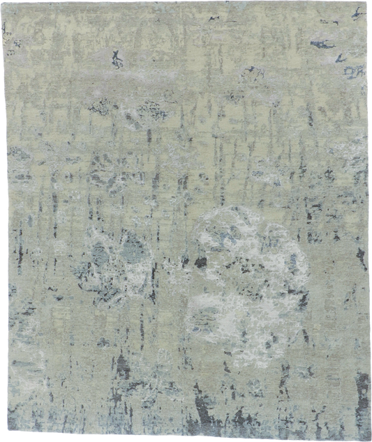W 8.1 L 9.9 Modern Wool And Silk Blend Hand-Woven Contemporary Design - 65507