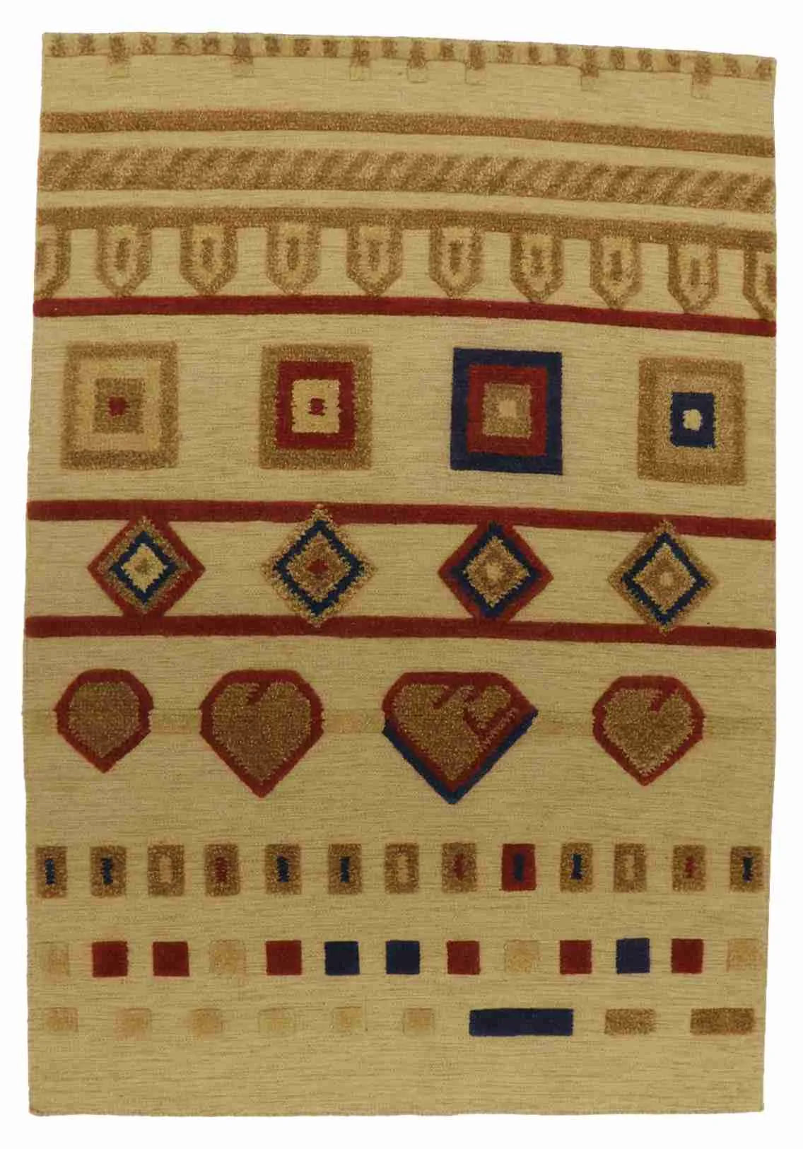 6.2 x 9 - Modern Wool Contemporary Rectangle - Finest Hand-Knotted Quality Wool — 65521